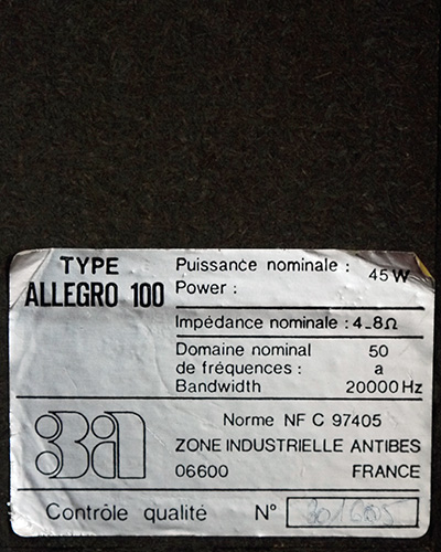 Art et Acoustique Appliquee Allegro 100